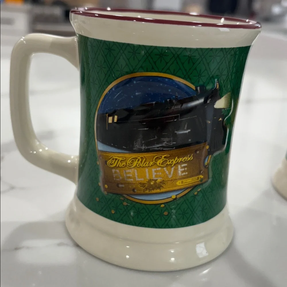 Polar Express Believe Mug Set 3D‎ Relief Set of 3 Christmas Cocoa Cups